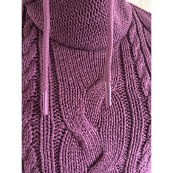 LL.Bean Double L Mixed Cable Funnelneck Sweater - Small - Plum, Thick Warm Knit - Picture 8 of 13